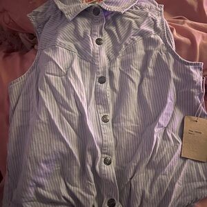 Loft Blue Striped Sleeveless Blouse